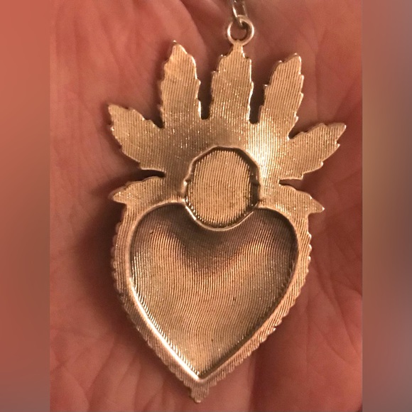 “Blooming Sacred Heart” Ruby Red Fiery Jesus Immaculate Mary Catholic Earrings - Picture 16 of 16